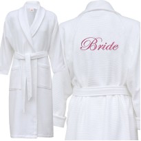 A classy Waffle bathrobe with BACK custom text Embroidery