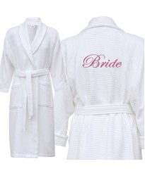 A classy Waffle bathrobe with BACK custom text Embroidery