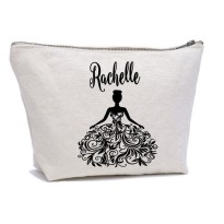 Personalised Bride Dress and CUSTOM Name on cotton purse bag
