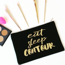 Personalised TEXT 'Eat Sleep Contour' on cotton purse bag
