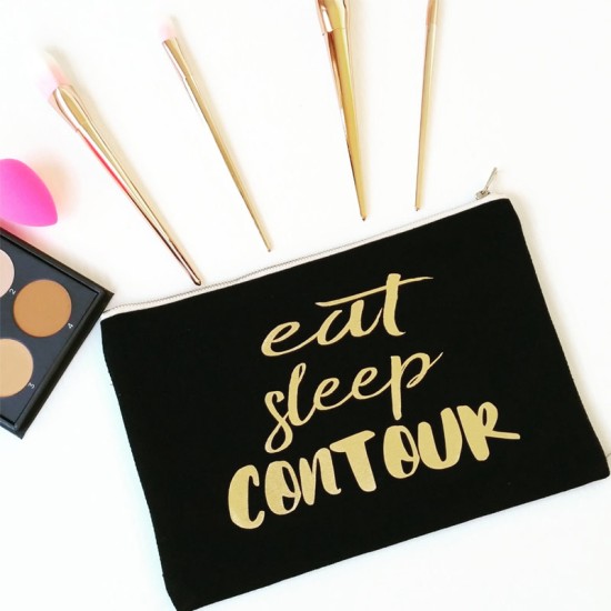 Personalised TEXT 'Eat Sleep Contour' on cotton purse bag