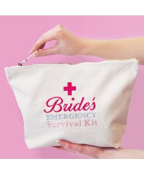 Personalised TEXT EMBROIDERY bag - Personalised BRIDES survival kit embroidered on cotton purse bag