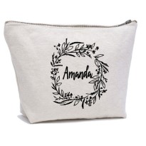 Personalised FLORAL with your name on cosmetic makeup bag