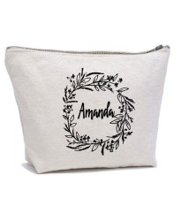 Personalised FLORAL with your name on cosmetic makeup bag