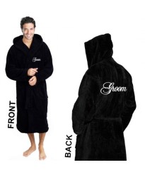 A Embroidery on Front and BACK HOODED TERRY Robe