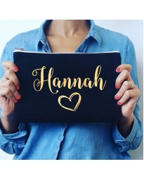 Personalised TEXT and Heart on cotton purse bag