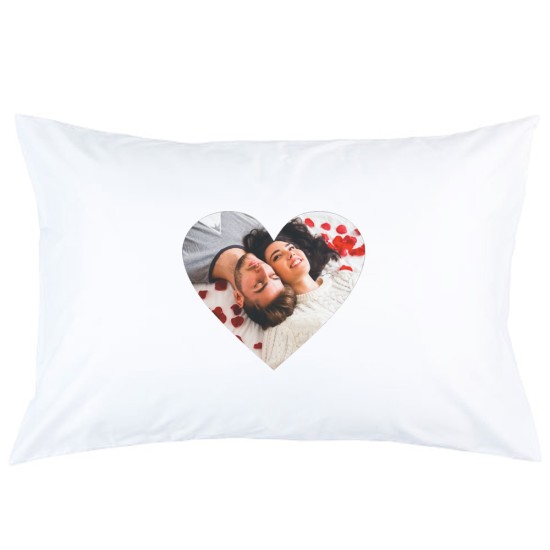 Personalised IMAGE in HEART custom printed pillowcase covers