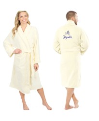 A Ivory Bathrobe Set for Mr & Mrs SET OF TWO Embroidery TERRY Towelling Bathrobe