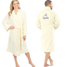 A Ivory Bathrobe Set for Mr & Mrs SET OF TWO Embroidery TERRY Towelling Bathrobe