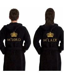 A Elite Class Custom TEXT Embroidery on  HOODED TERRY bathrobe