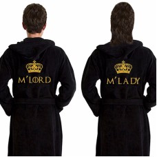 A Elite Class Custom TEXT Embroidery on  HOODED TERRY bathrobe