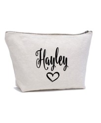 Personalised simple Heart and custom name printed on cotton purse bag