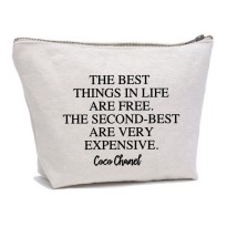 Personalised TEXT 'Best things in life are free.....' on cotton purse bag