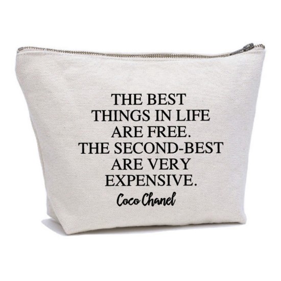 Personalised TEXT 'Best things in life are free.....' on cotton purse bag