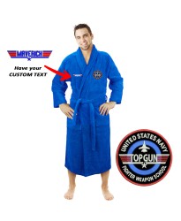 A Cool Fighter Pilot logo with Custom TEXT Embroidery on TERRY bathrobe A Cool Fighter Pilot logo with Custom TEXT Embroidery on TERRY bathrobe
