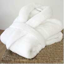 A Super Luxury Zero Twist yarn Bathrobe in 100% Cotton Terry White 