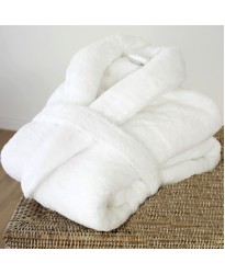 A Super Luxury Zero Twist yarn Bathrobe in 100% Cotton Terry White 