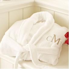 A LUXURY TERRY cotton with custom Times Roman font TEXT Embroidery bathrobe
