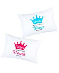 Personalised Crown Prince and princess with custom Name printed pillowcase (A set of 2 pillowcovers)
