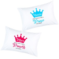 Personalised Crown Prince and princess with custom Name printed pillowcase (A set of 2 pillowcovers)