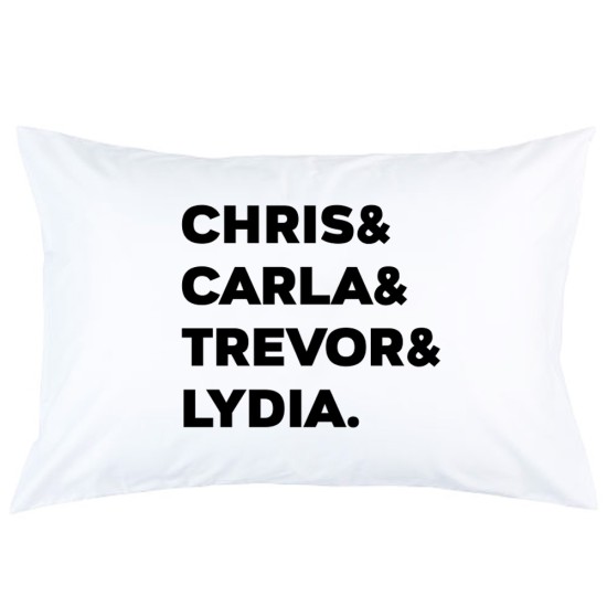 Personalized Family Members Name printed pillowcase covers