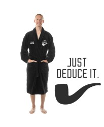 Just Deduce it logo embroidered and custom name Detectives Bathrobe
