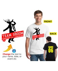 Stag Drinking T shirt team groom text printed