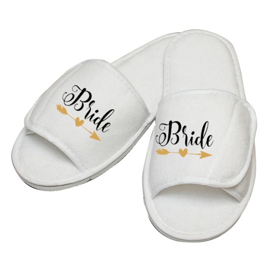 Personalised embroidery Bride Arrow Design slipper