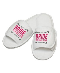 Personalised embroidery Bride custom text slipper
