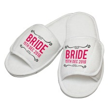 Personalised embroidery Bride custom text slipper