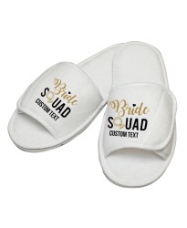 Personalised Bride Squad custom text embroidery on slippers 