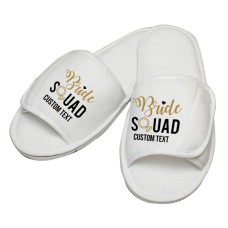 Personalised Bride Squad custom text embroidery on slippers 