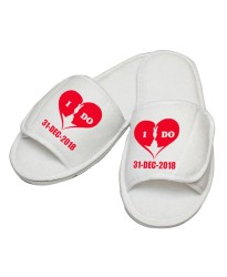 Personalised embroidery I Do Heart with custom text design slipper