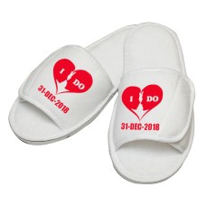 Personalised embroidery I Do Heart with custom text design slipper