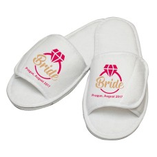 Personalised Bride Ring design with  custom text embroidery on slippers 