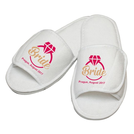 Personalised Bride Ring design with  custom text embroidery on slippers 