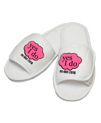 Personalised embroidery Yes I Do with custom text design slipper