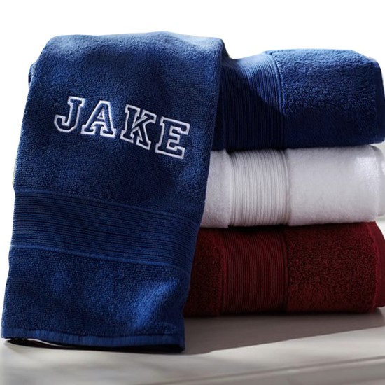 A Personalised Towels VARSITY font custom name text Embroidery 