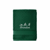 Personalised Embroidered Triathlon Design Towel – Customised Name – Swim, Bike & Run Enthusiasts Sports Towel Gift for Triathletes
