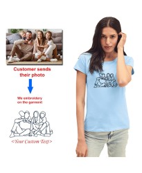 YOUR PHOTO EMBROIDERY ON 100% COTTON LADIES TSHIRT | MEMORY GEMS