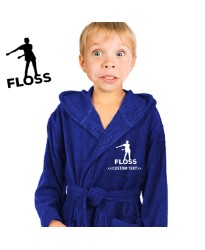 A Gamer FLOSS with your  Custom gamer TAG Embroidery on Kids Hooded Terry Bathrobe