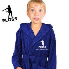 A Gamer FLOSS with your  Custom gamer TAG Embroidery on Kids Hooded Terry Bathrobe