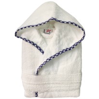 Boys Royal Blue  pipping Kids White Hooded Robe