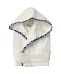 Boys Royal Blue  pipping Kids White Hooded Robe