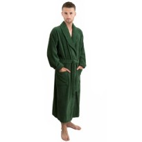 Cotton Terry Bottle Green Bathrobe