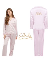 Customized Bridesmaid Satin Pink Pyjama Set with Satin Design for Bride and Maid of Honors for Bridal Party