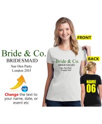 Bride & Co. Hen party tee with personalised choice of text 