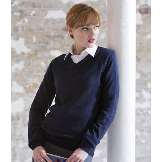 Personalised Ladies Acrylic V Neck Sweater H761 Henbury