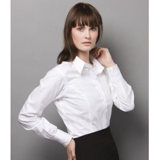 Personalised Ladies Long Sleeve City Business Shirt K388 Kustom Kit White 120 gsm Cols 125 GSM