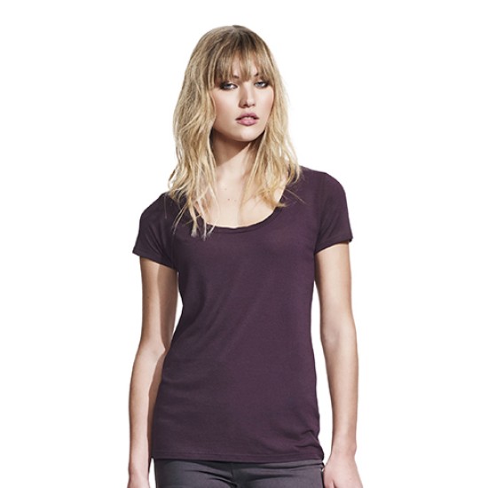 Personalised T-Shirt N48 Women'S Bamboo Twisted Neckline Continental